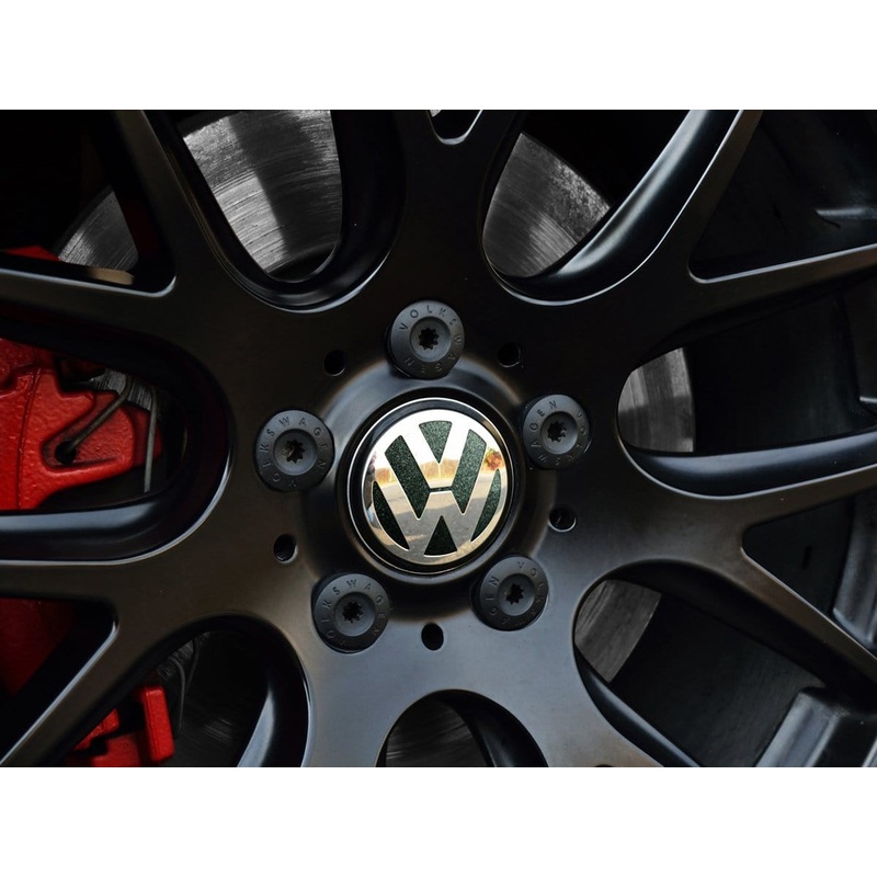 VW Center Cap Badge Insert Set – Carbon Steel Gray Metallic