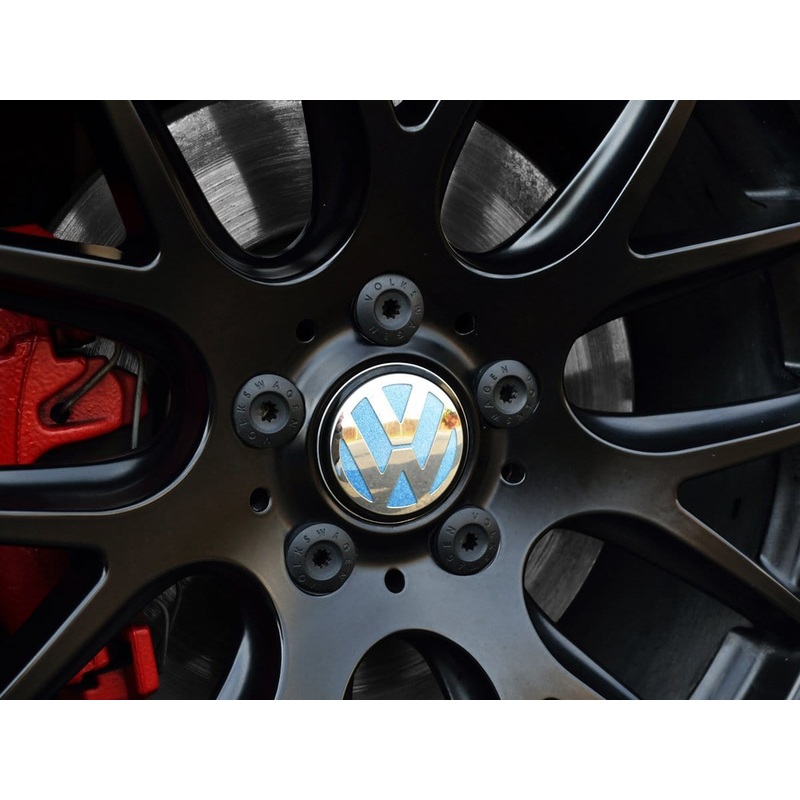 VW Center Cap Badge Insert Set – Shark Blue Metallic