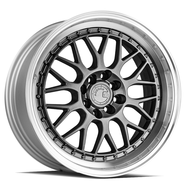 Aodhan AH02 17″ 4×100/114.3 Hyper Black w/ Machined Lip