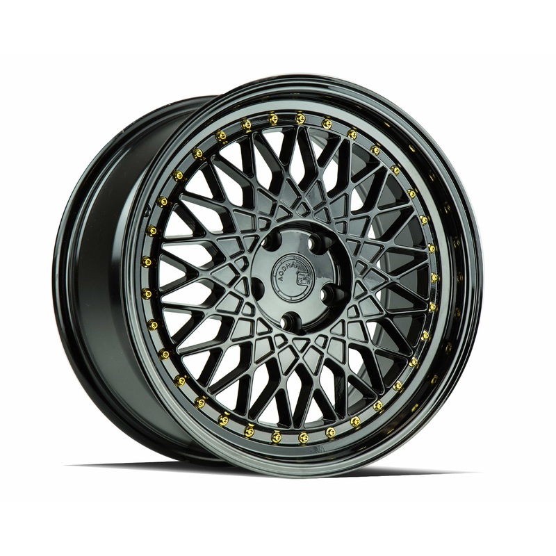Aodhan AH05 18″ 5×114.3 Full Gloss Black (Gold Rivet)