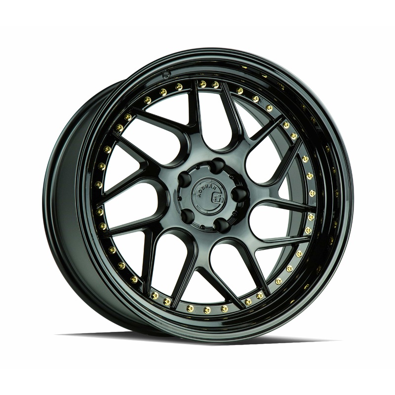 Aodhan DS01 19″ 5×114.3  Gloss Black W /Gold Rivets