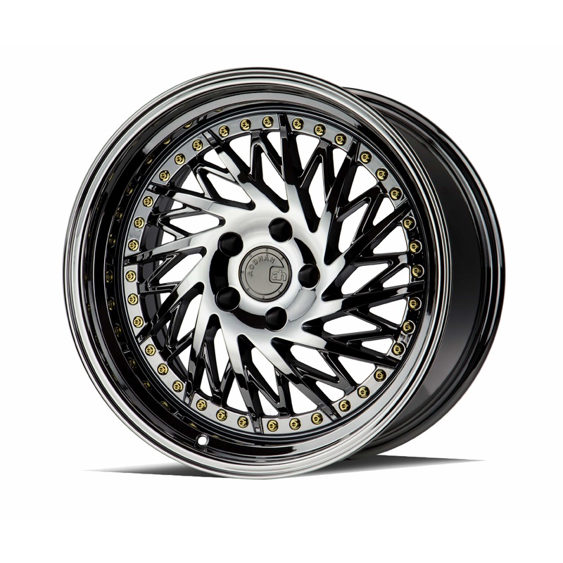 Aodhan DS03 (Passenger Side) 18″ 5×100 Black Vacuum w/ Gold Rivets