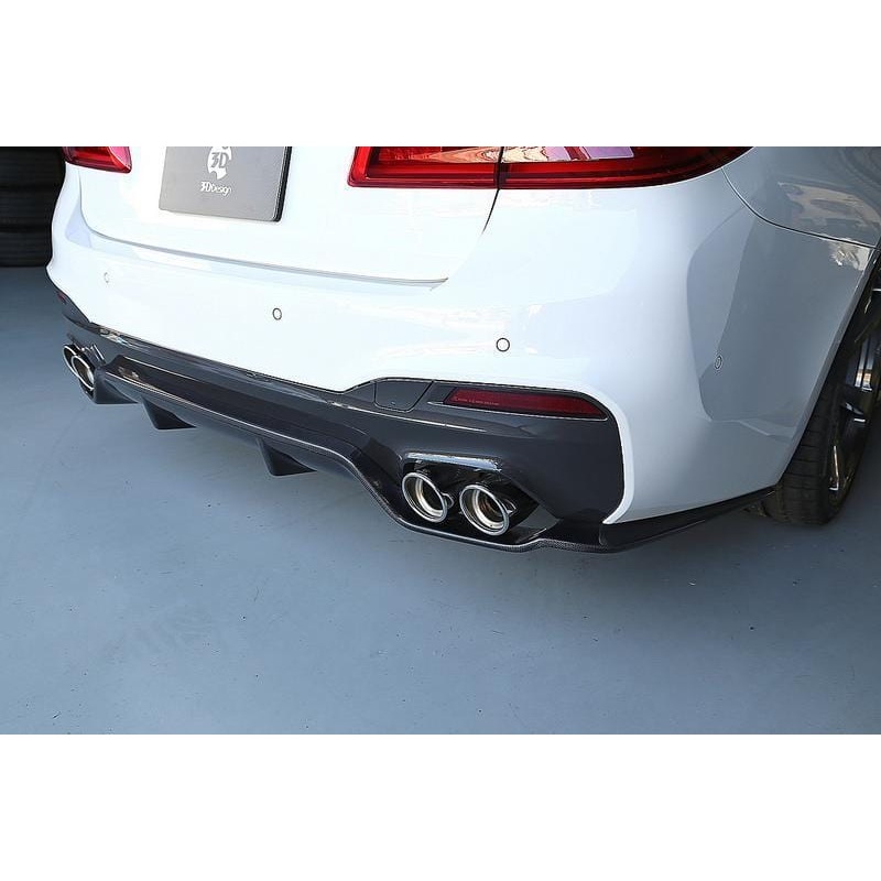 3D Design – 5 Series G30 M-Sport Rear Diffuser Type 1 installs with OE M-Sport Diffuser