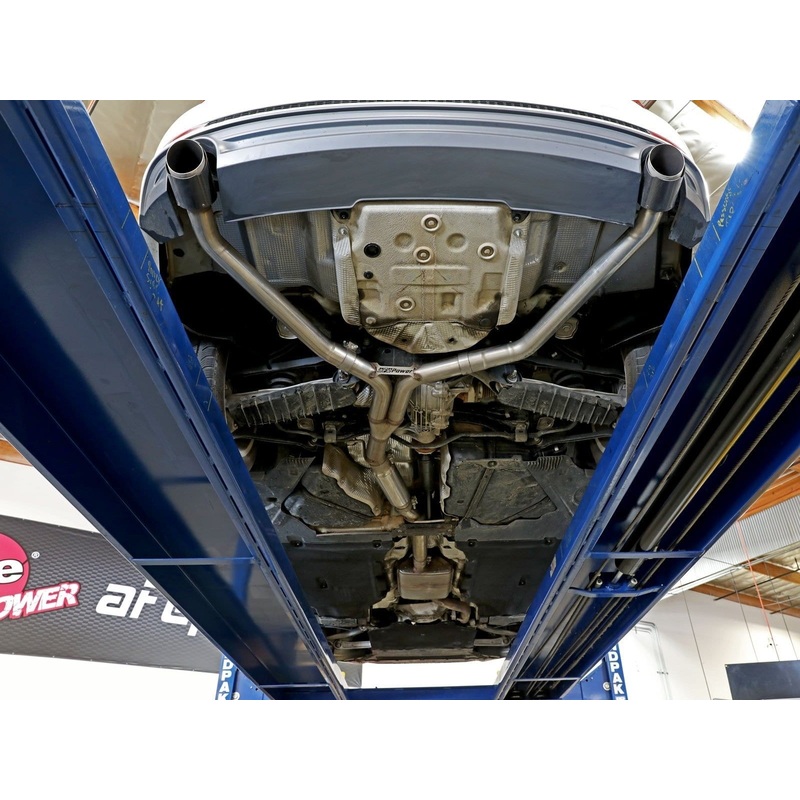 aFe 17-19 Audi A4 (B9) MACH Force-Xp 3in to 2.5in 304 SS Cat-Back Exhaust System-Dual Carbon Tips