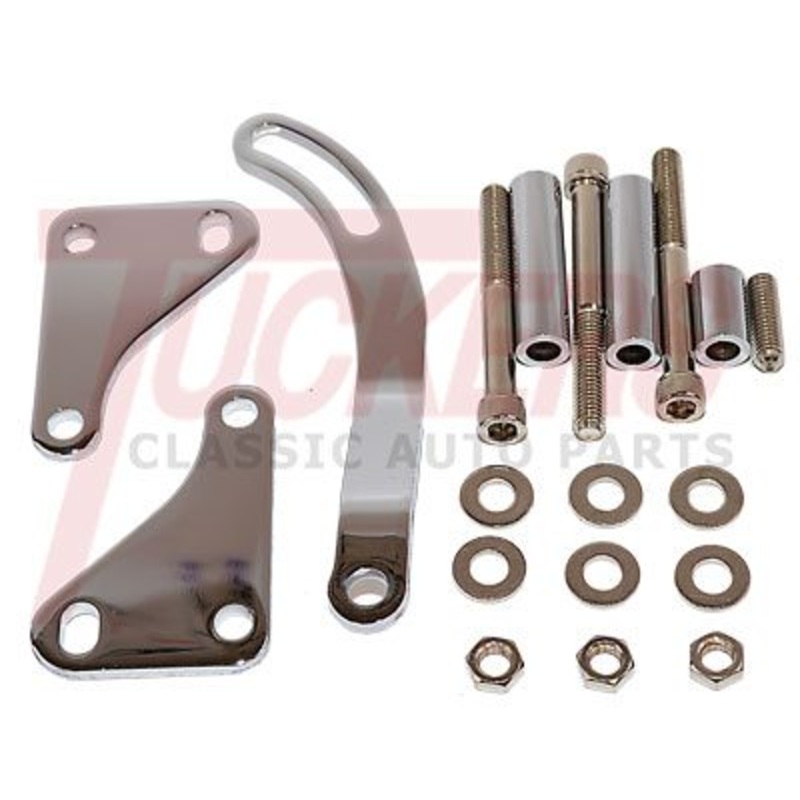 Steel Chevy SB Power Steering Bracket Set SWP LWP-Chrome