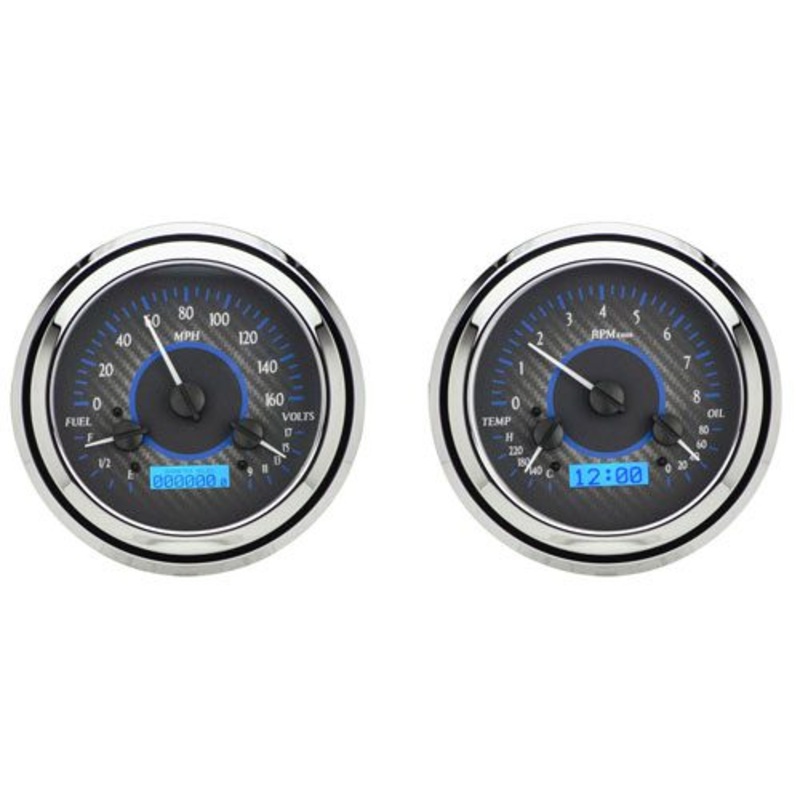 1947-1953 Chevrolet & GMC Truck VHX Instrument Gauge Cluster-Carbon Face / Blue Illumination