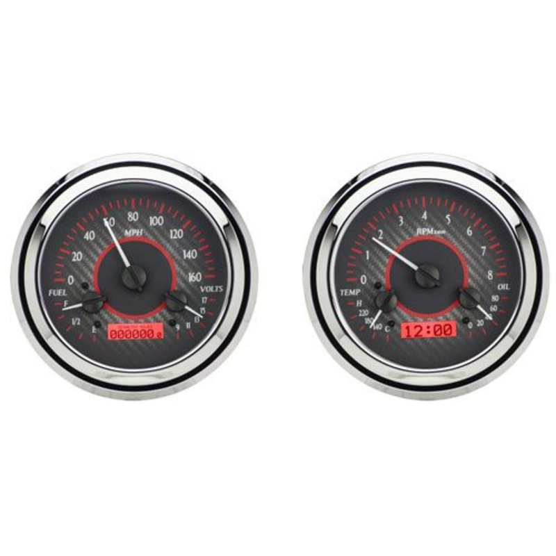 1947-1953 Chevrolet & GMC Truck VHX Instrument Gauge Cluster-Carbon Face / Red Illumination