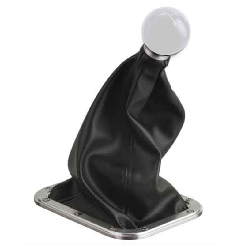 SHIFT BOOT BEZEL BILLET ALUMINUM 3/8 IN.-16 THREAD W/HI-TOP RECTANGULAR BOOT